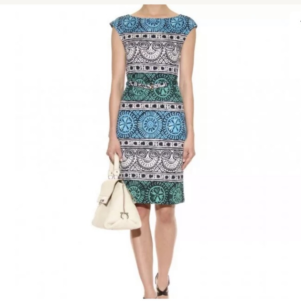 Tory Burch Kalvin Silk Jersey Dress Printed Belted